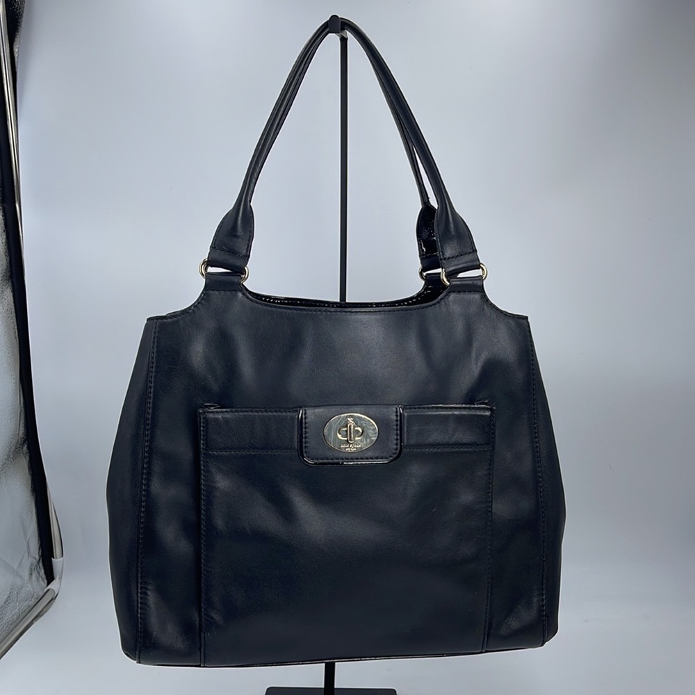 KATE SPADE NEW YORK Hampton Road Melody Black Soft Leather Satchel Handbag